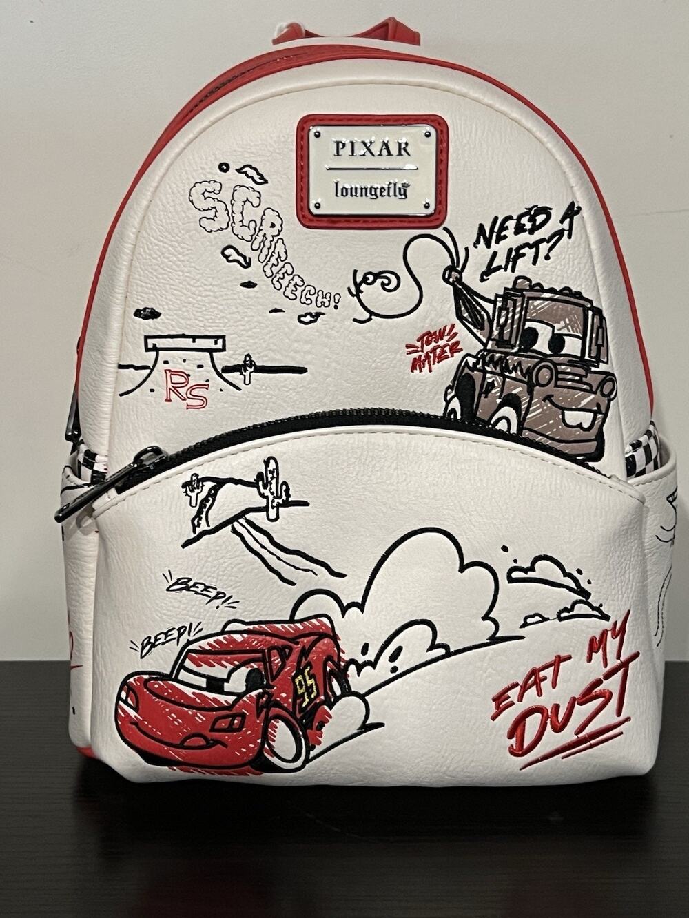 Loungefly Disney Pixar Cars Lightning McQueen & Mater Doodles Mini Backpack
